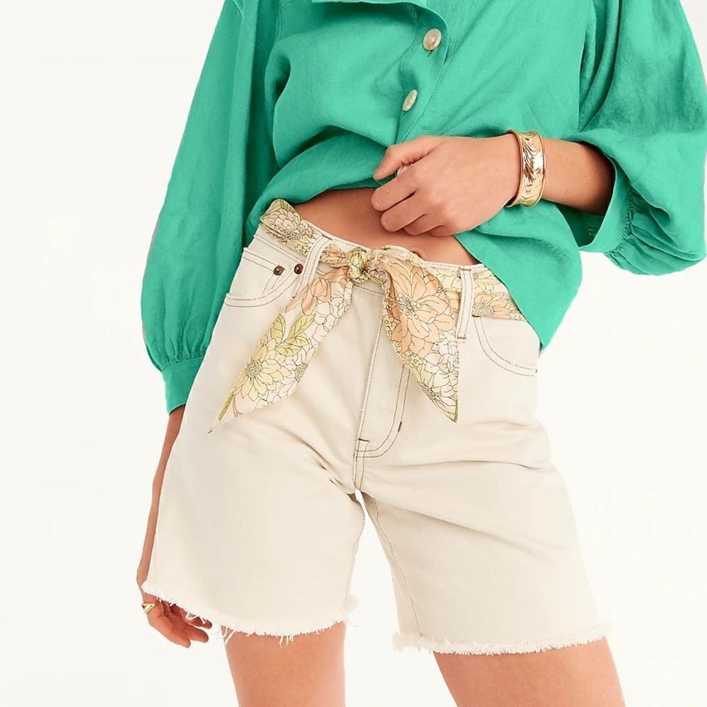 J. Crew NWT Mid-length Denim Short in Ecru 25